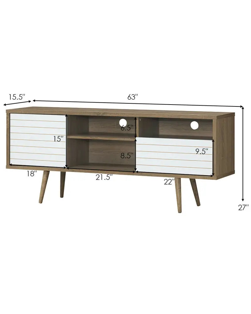 Mid-Century Modern TV Stand for TVs up to 65 Inch - Walnut & Gray - Entertainment Centers & TV Stands