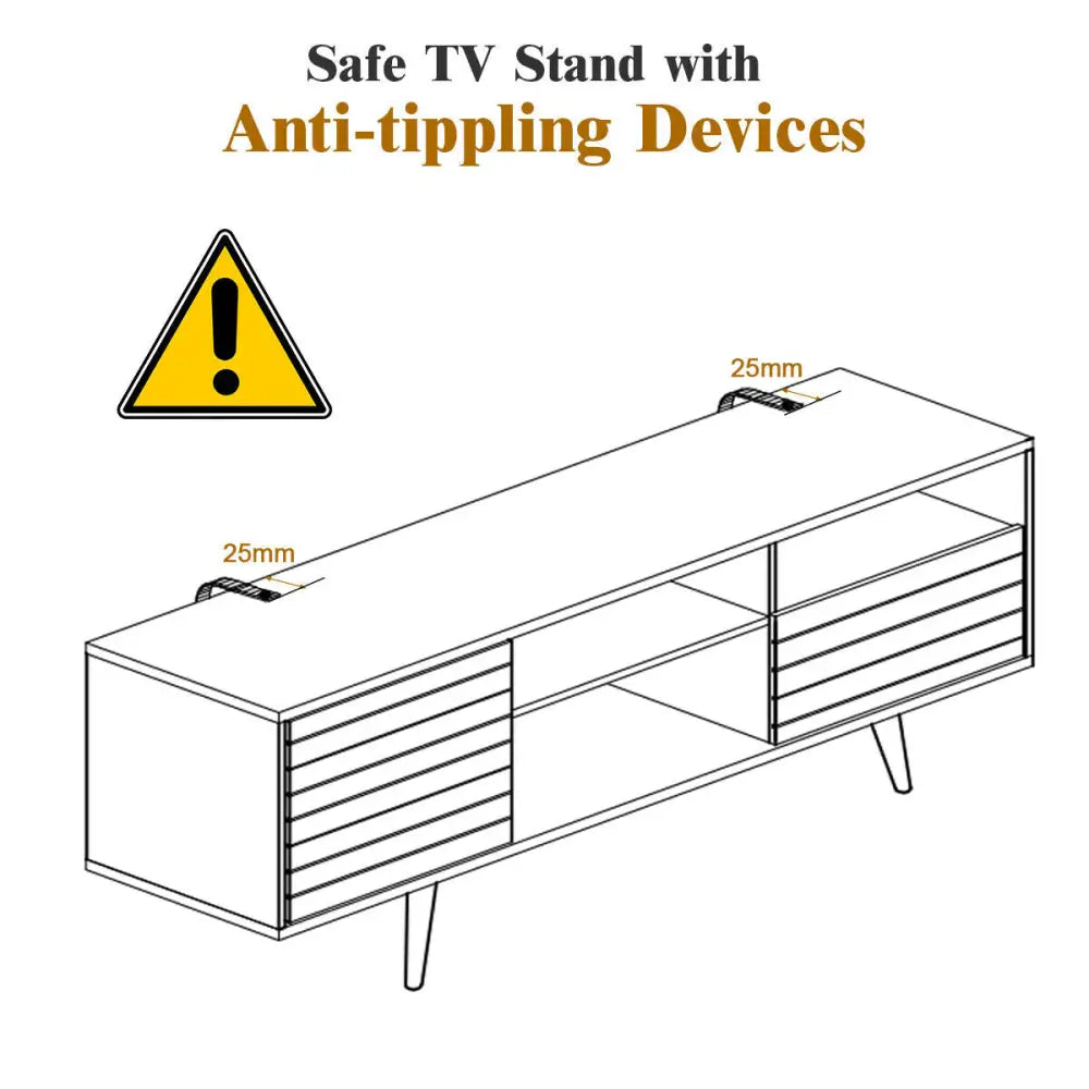 Mid-Century Modern TV Stand with Storage Shelves for TVs up to 65 Inch - Black & White - Entertainment Centers & TV