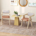 Mid Century Wooden Accent Chairs with Leathaire Seat Cushions Set of 2-Beige - Beige - Accent Chairs