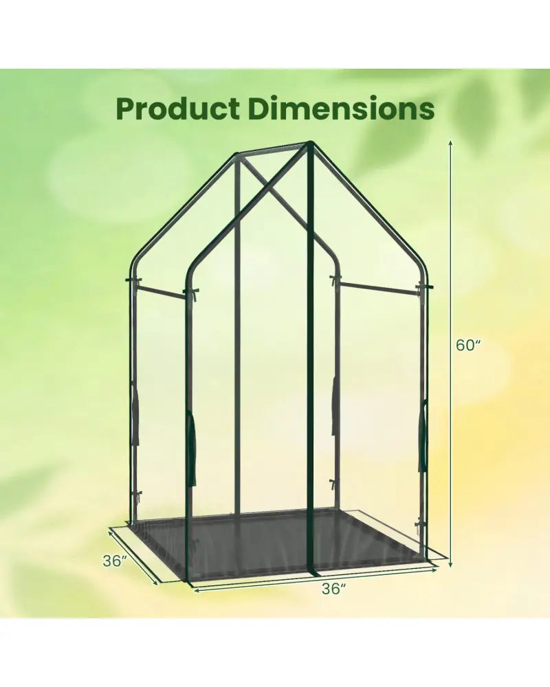 Mini Green House Metal Frame with Waterproof Bottom Mat and Wind Ropes-L - Transparent - Greenhouses