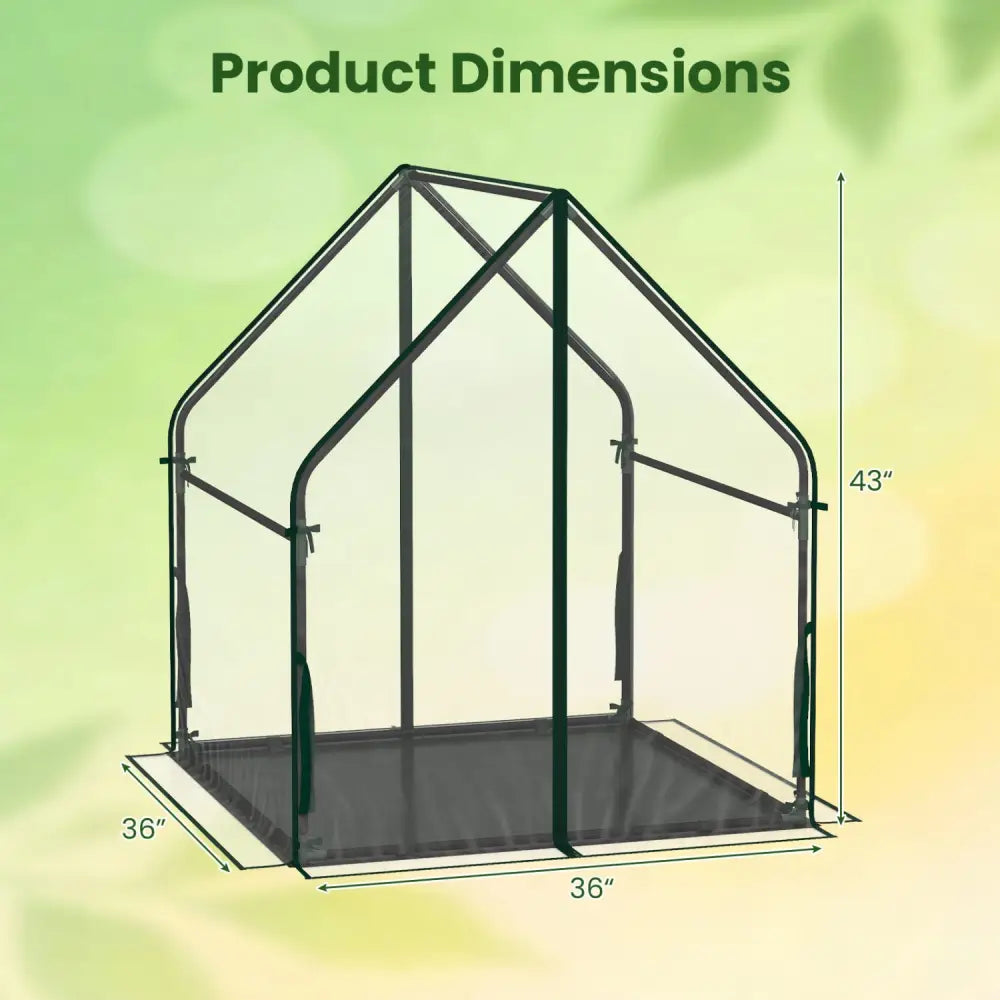 Mini Green House Metal Frame with Waterproof Bottom Mat and Wind Ropes-M - Transparent - Greenhouses