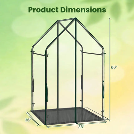 Mini Green House Metal Frame with Waterproof Bottom Mat and Wind Ropes-L - Transparent - Greenhouses