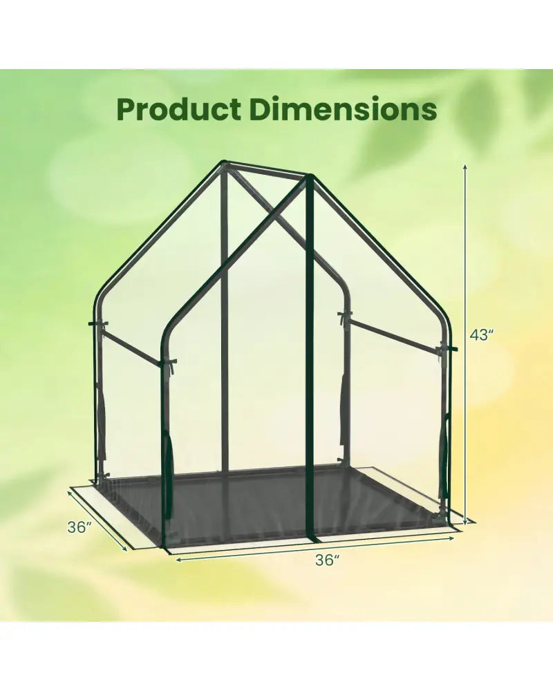Mini Green House Metal Frame with Waterproof Bottom Mat and Wind Ropes-M - Transparent - Greenhouses