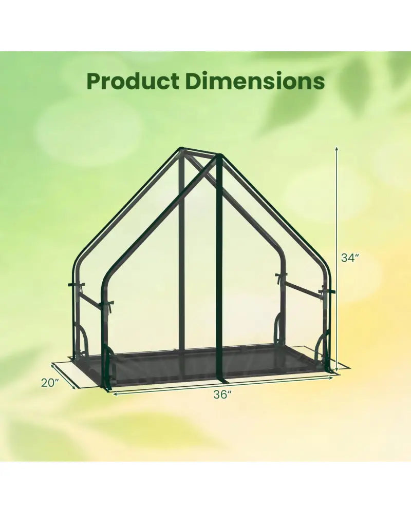 Mini Green House Metal Frame with Waterproof Bottom Mat and Wind Ropes-S - Transparent - Greenhouses