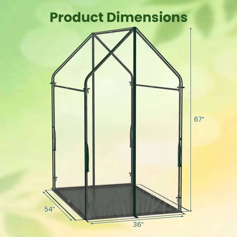 Mini Green House Metal Frame with Waterproof Bottom Mat and Wind Ropes-XL - Transparent - Greenhouses
