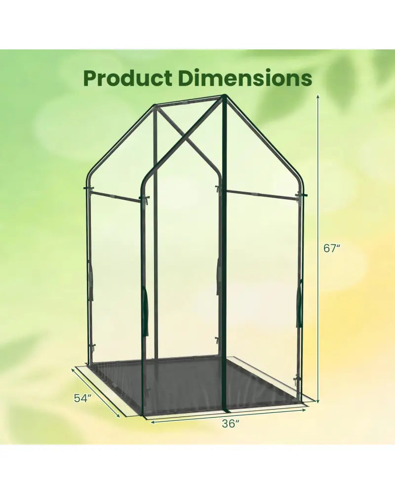 Mini Green House Metal Frame with Waterproof Bottom Mat and Wind Ropes-XL - Transparent - Greenhouses