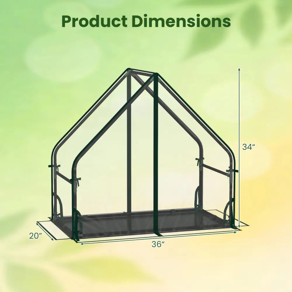 Mini Green House Metal Frame with Waterproof Bottom Mat and Wind Ropes-S - Transparent - Greenhouses