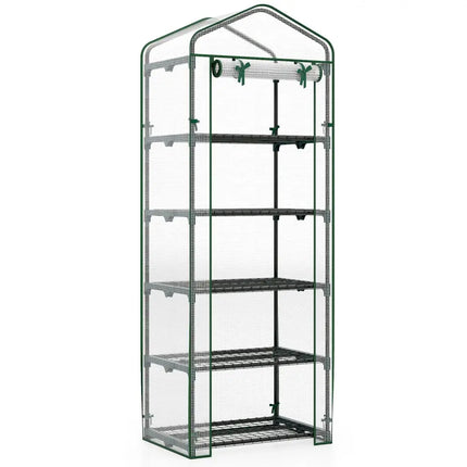Mini Greenhouse Portable Plant Grow House with 5 Tier Shelves - White - Oasis Home Essentials