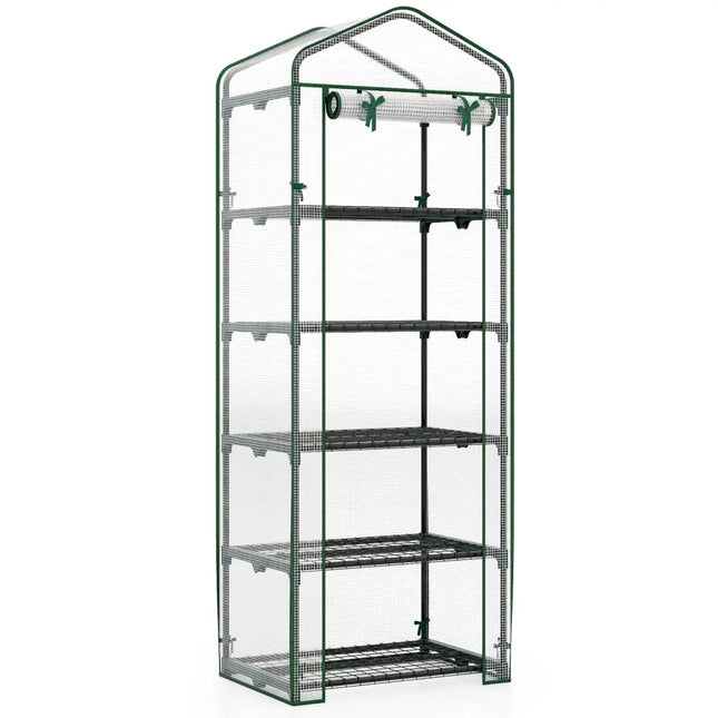 Mini Greenhouse Portable Plant Grow House with 5 Tier Shelves - White - Oasis Home Essentials