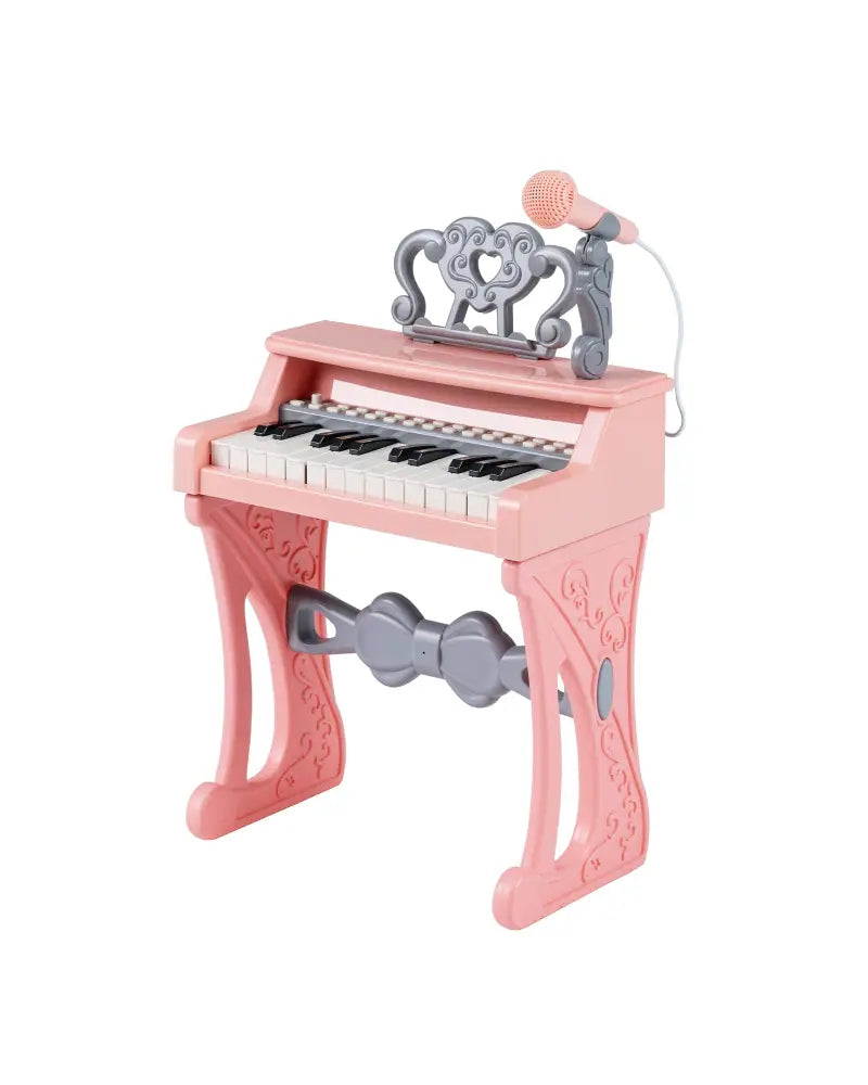 Mini Keyboard Piano for Kids 25 Keys Electric Piano with Stool for Toddlers 3+ Years Old-Pink - Pink - Pianos &