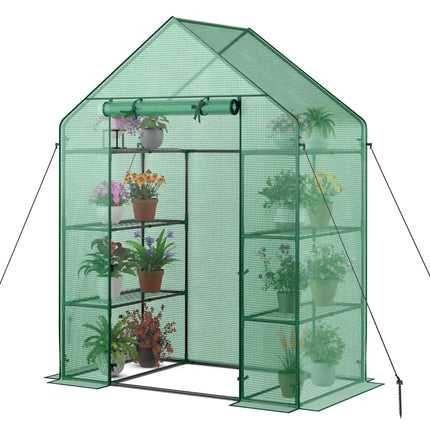 Mini Portable 4 Tier 8 Shelves Walk-in Plant Greenhouse - Green - Greenhouses