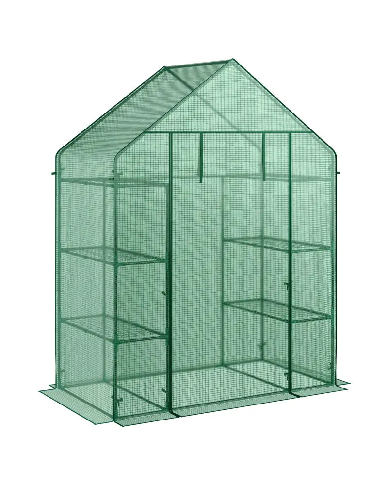 Mini Portable 4 Tier 8 Shelves Walk-in Plant Greenhouse - Green - Greenhouses
