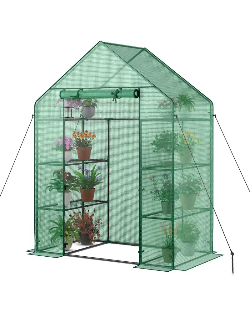Mini Portable 4 Tier 8 Shelves Walk-in Plant Greenhouse - Green - Greenhouses