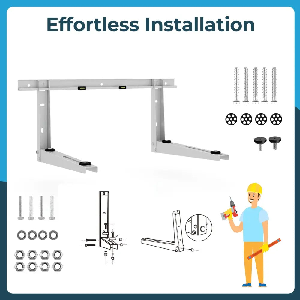 Mini Split Wall Mounting Bracket for 12000-24000 BTU Universal Ductless AC - Silver - Mini Split AC Parts & Accessories