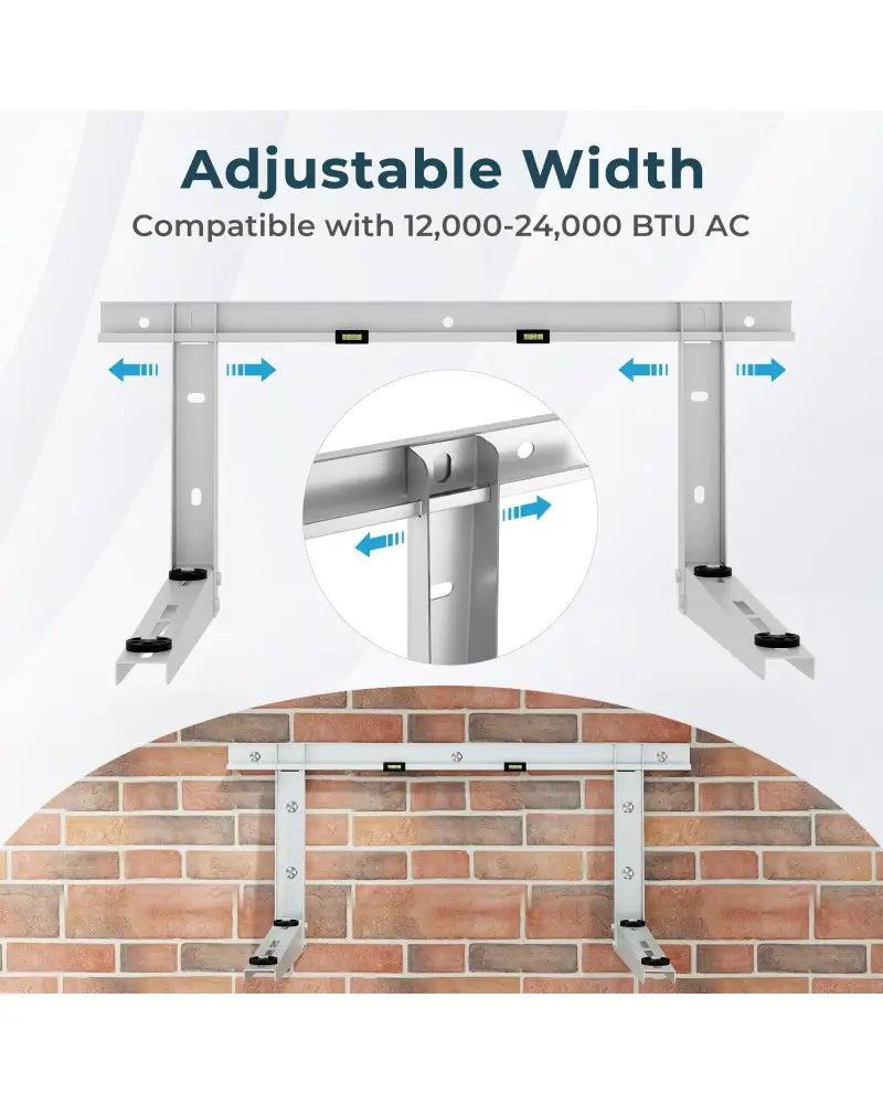 Mini Split Wall Mounting Bracket for 12000-24000 BTU Universal Ductless AC - Silver - Mini Split AC Parts & Accessories