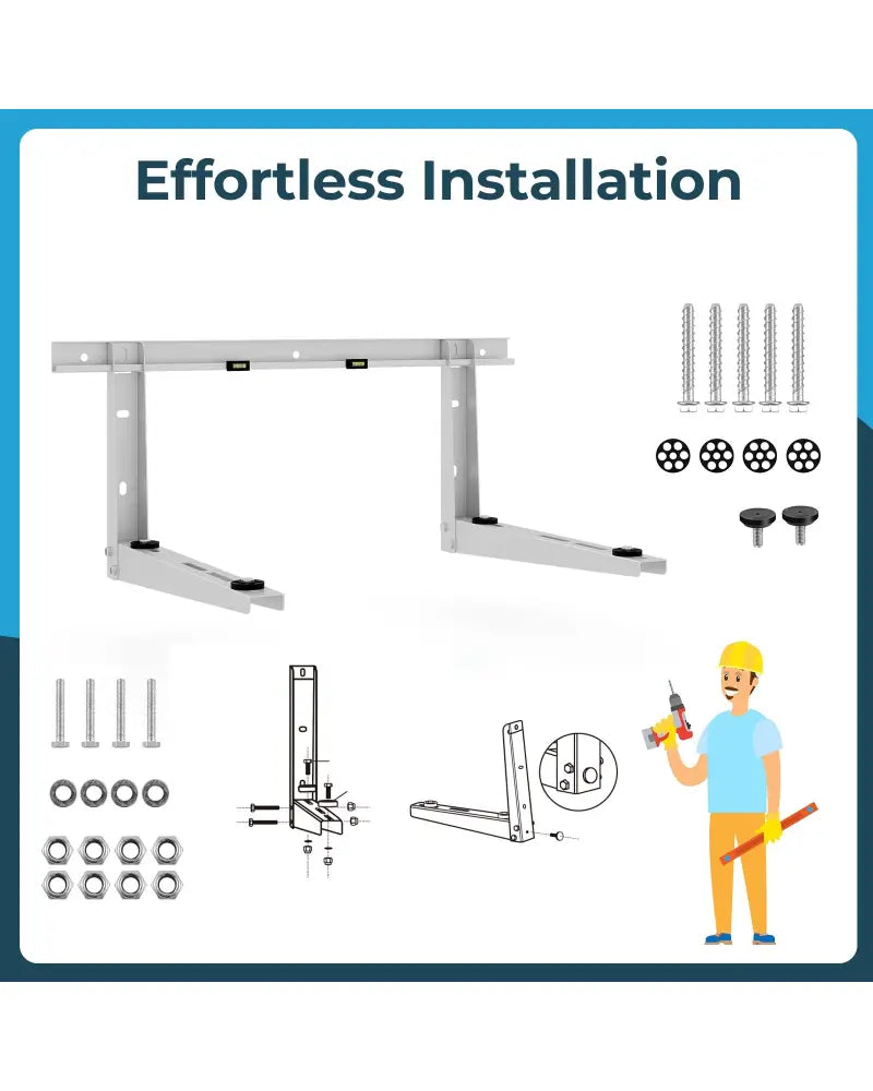 Mini Split Wall Mounting Bracket for 12000-24000 BTU Universal Ductless AC - Silver - Mini Split AC Parts & Accessories
