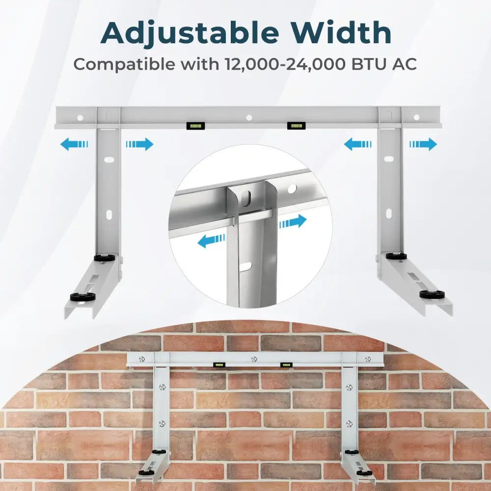 Mini Split Wall Mounting Bracket for 12000-24000 BTU Universal Ductless AC - Silver - Mini Split AC Parts & Accessories