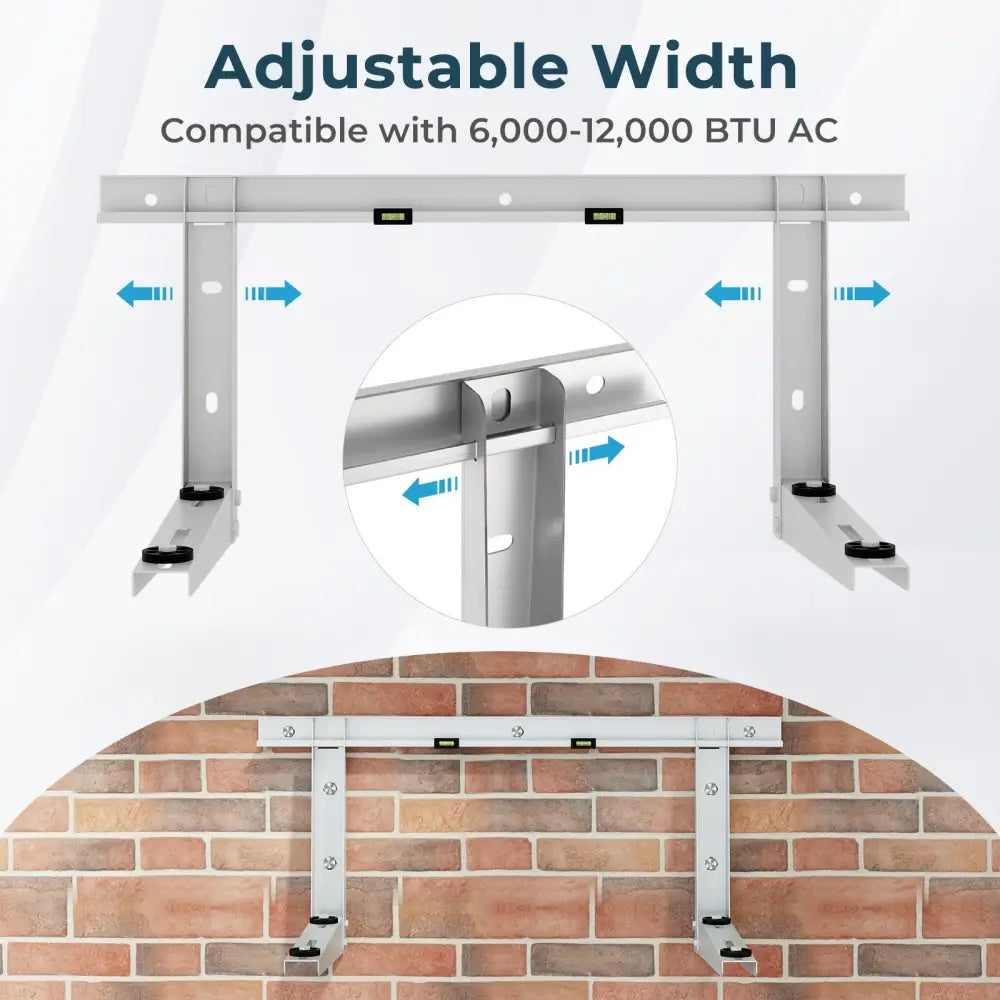Mini Split Wall Mounting Bracket for 6000-12000 BTU Universal Ductless AC - Silver - Mini Split AC Parts & Accessories