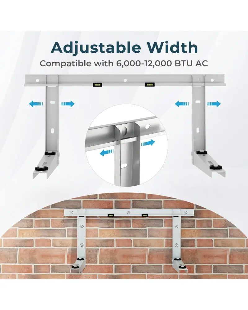 Mini Split Wall Mounting Bracket for 6000-12000 BTU Universal Ductless AC - Silver - Mini Split AC Parts & Accessories