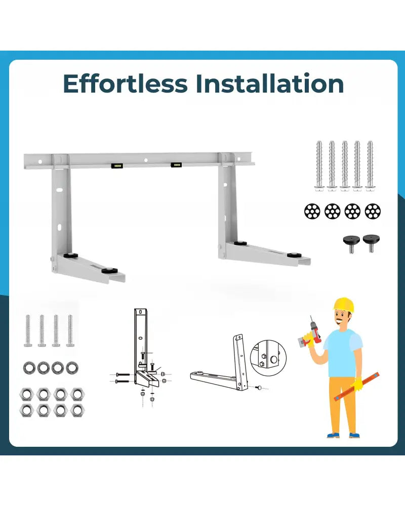 Mini Split Wall Mounting Bracket for 6000-12000 BTU Universal Ductless AC - Silver - Mini Split AC Parts & Accessories
