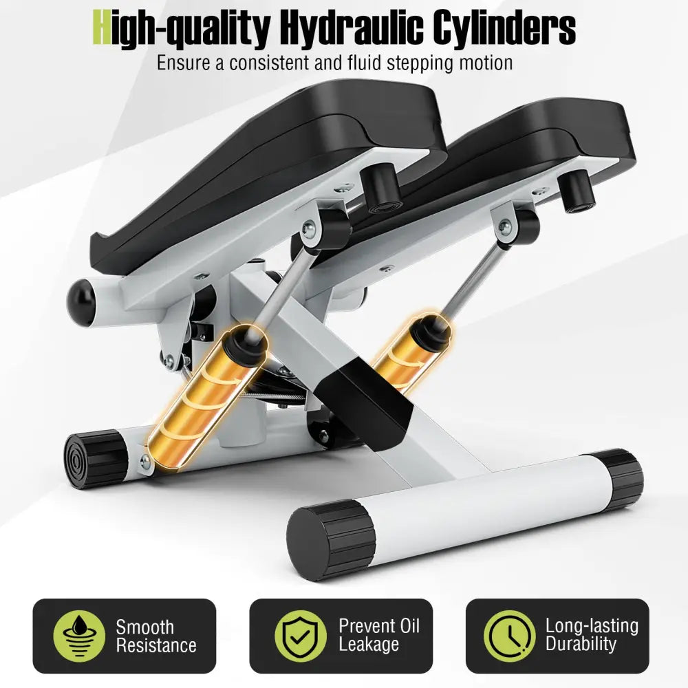 Mini Stepper with Resistance Bands and Adjustable Height for Exercise at Home-White - White - Sport Equipments
