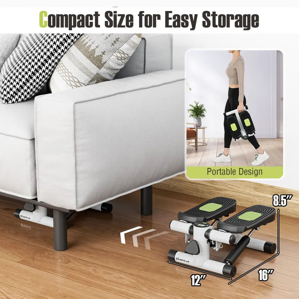 Mini Stepper with Resistance Bands and Adjustable Height for Exercise at Home-White - White - Sport Equipments