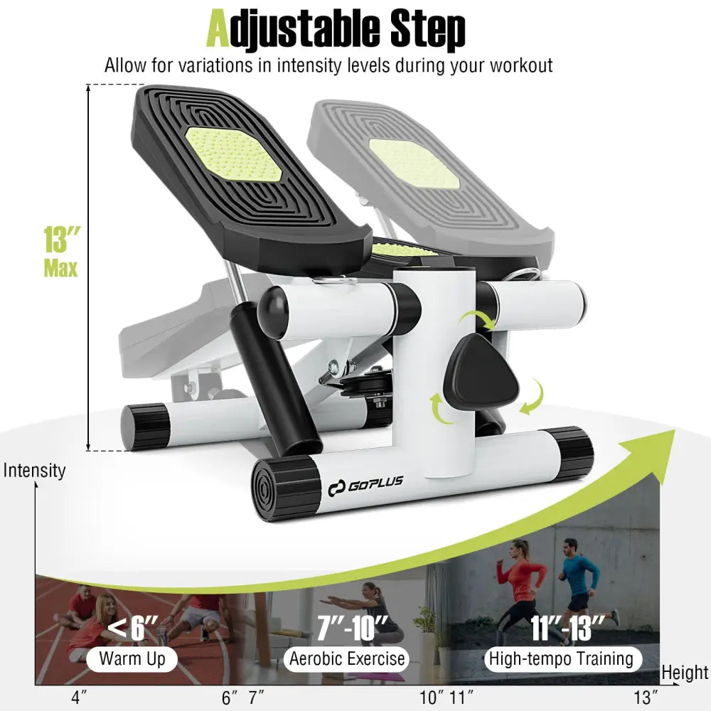 Mini Stepper with Resistance Bands and Adjustable Height for Exercise at Home-White - White - Sport Equipments