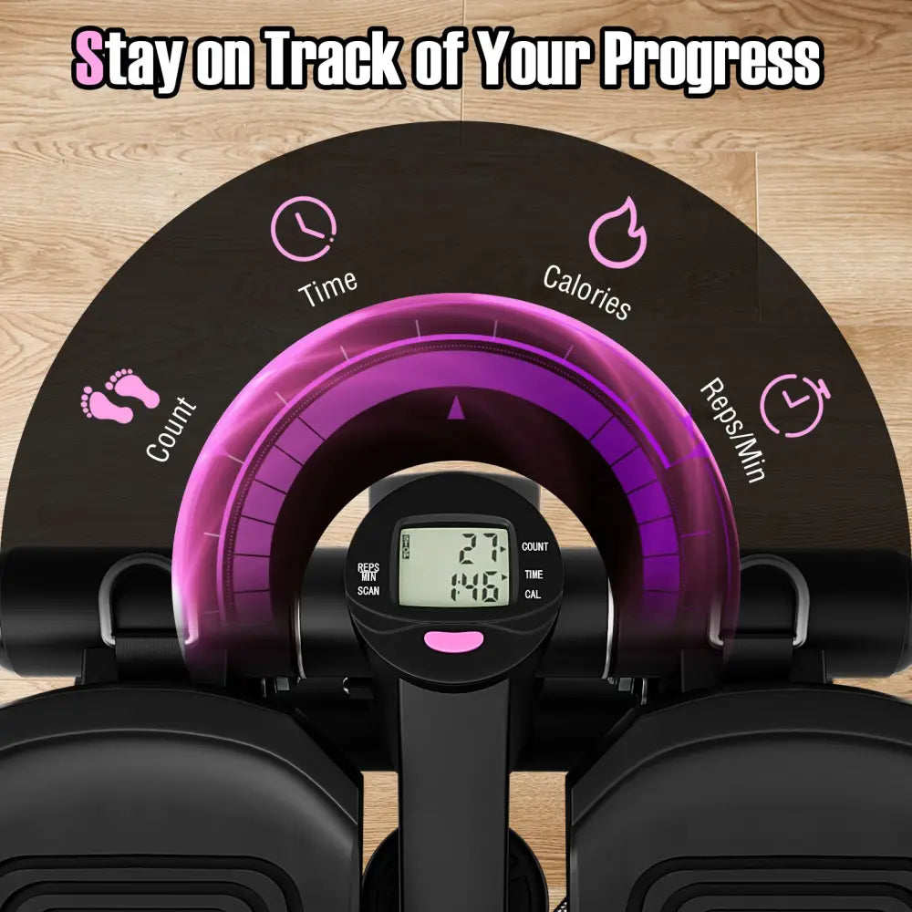 Mini Stepper with Resistance Bands and Adjustable Height for Exercise at Home-Black - Black - Sport Equipments