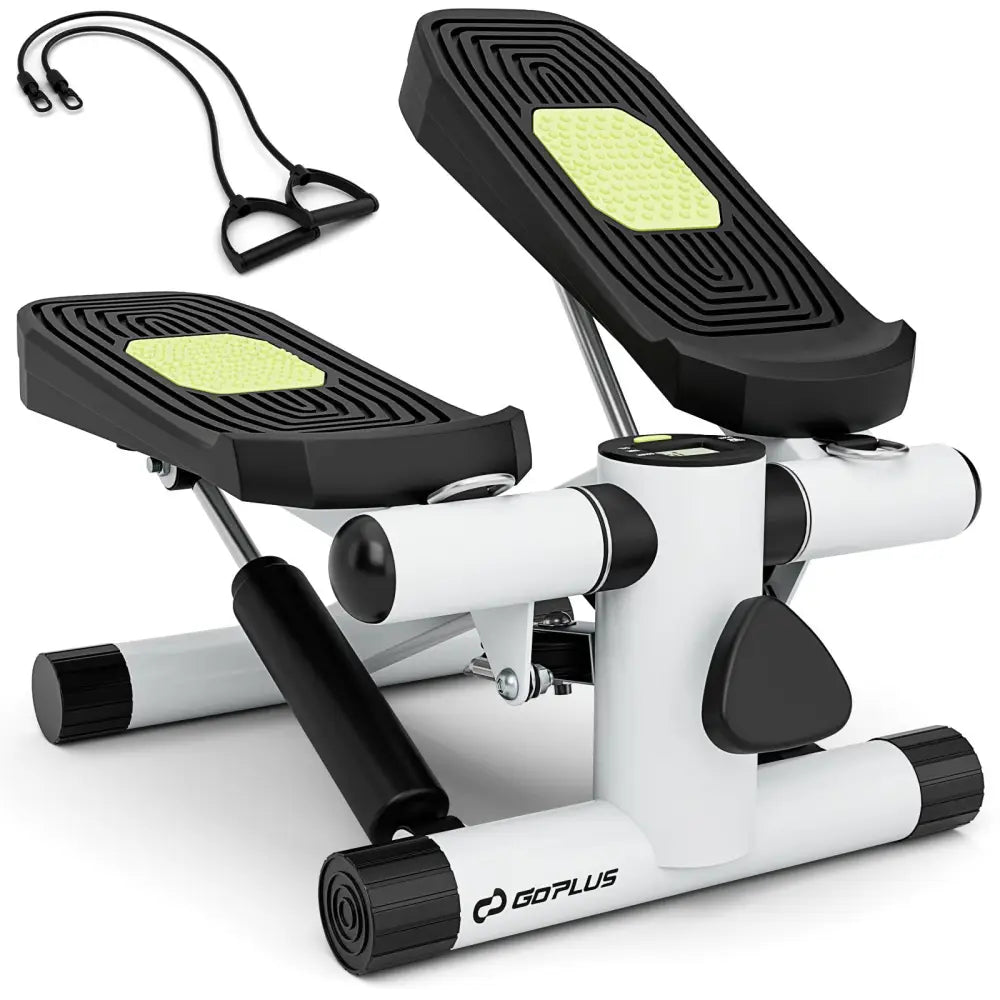 Mini Stepper with Resistance Bands and Adjustable Height for Exercise at Home-White - White - Sport Equipments