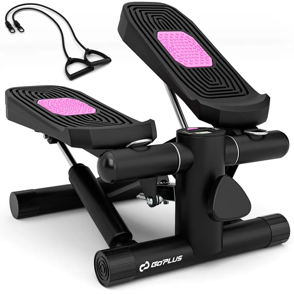 Mini Stepper with Resistance Bands and Adjustable Height for Exercise at Home-Black - Black - Sport Equipments