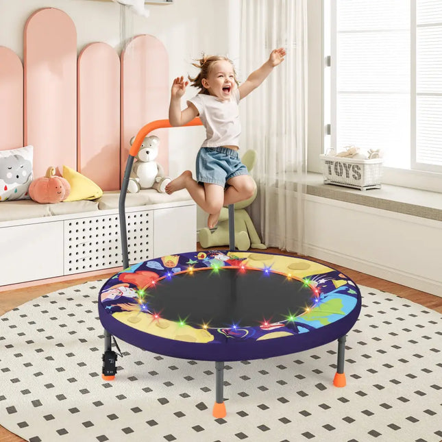 Mini Trampoline Folding Small Rebounder for Kids with Lights-Purple - Purple - Trampolines