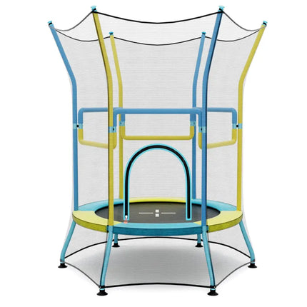 Mini Trampoline for Kids with Safety Enclosure Net and Foam Handles-Yellow - Yellow - Trampolines
