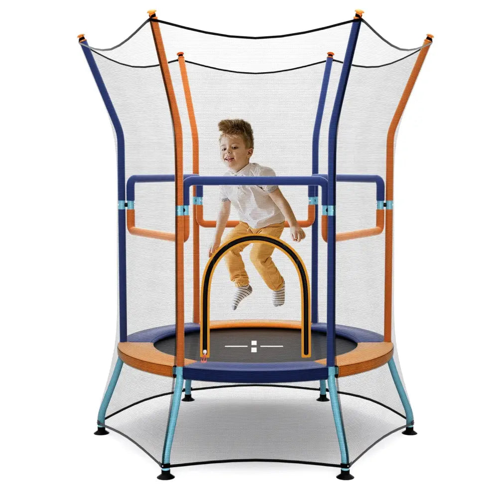 Mini Trampoline for Kids with Safety Enclosure Net and Foam Handles-Orange - Orange - Trampolines