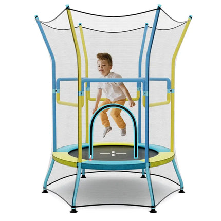Mini Trampoline for Kids with Safety Enclosure Net and Foam Handles-Yellow - Yellow - Trampolines