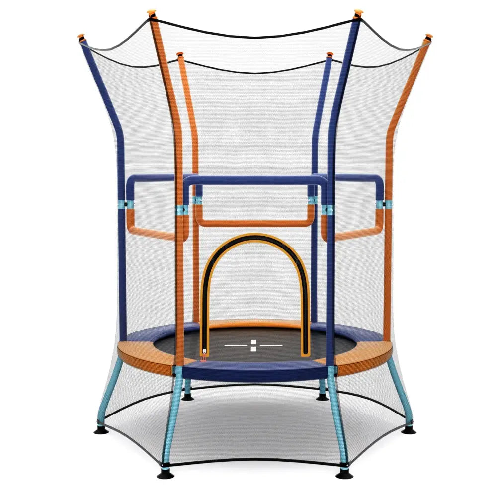 Mini Trampoline for Kids with Safety Enclosure Net and Foam Handles-Orange - Orange - Trampolines