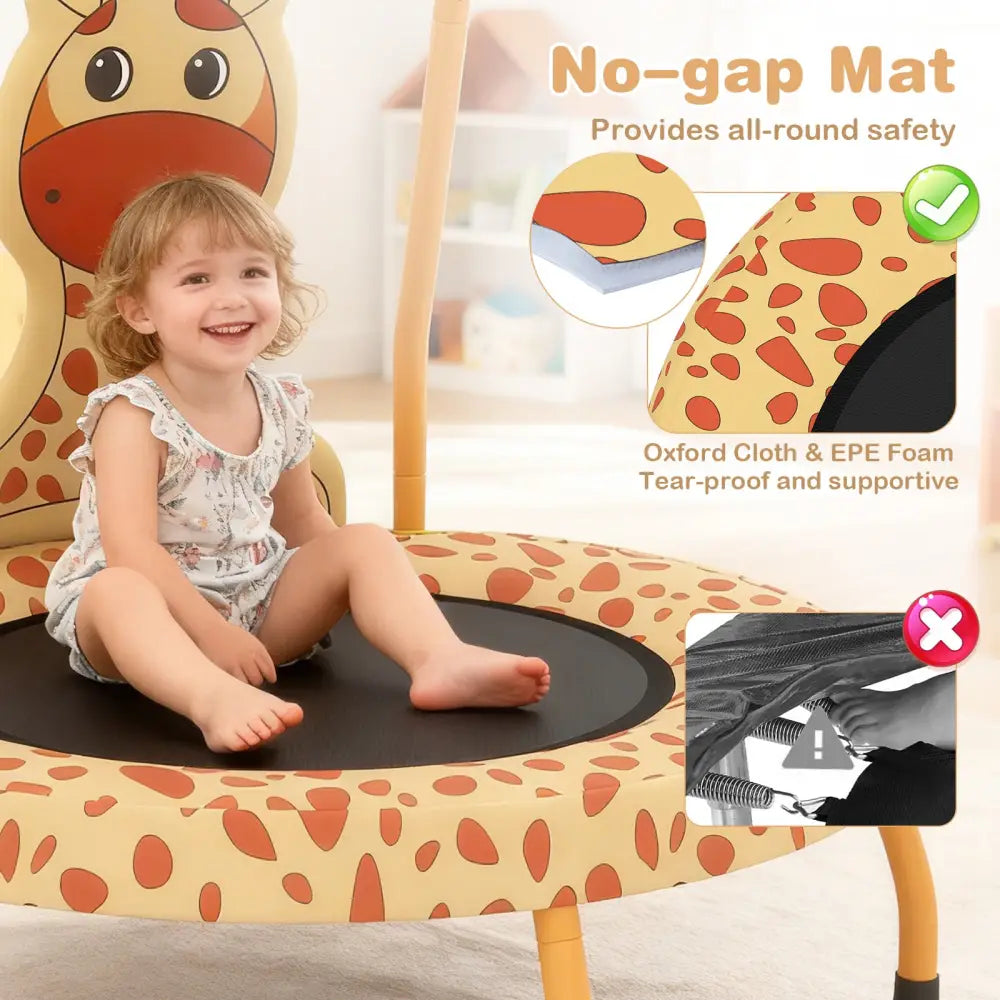 Mini Trampoline for Toddlers with Foam Padded Handle and Safety Padded Cover-Orange - Orange - Trampolines