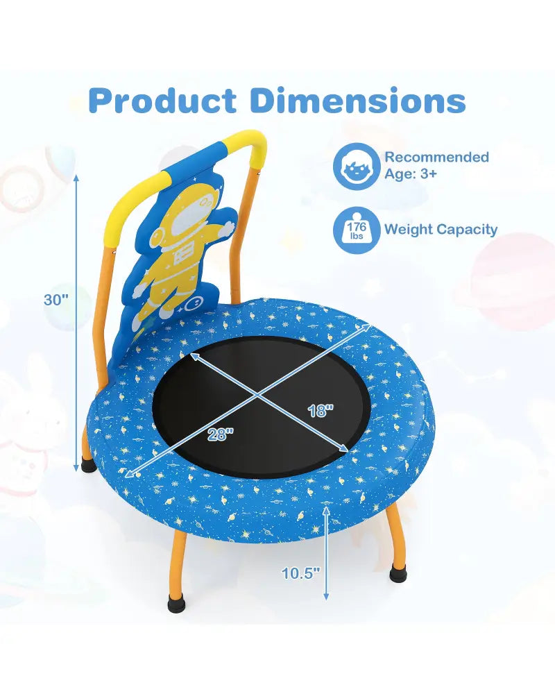 Mini Trampoline for Toddlers with Foam Padded Handle and Safety Padded Cover-Blue - Blue - Trampolines