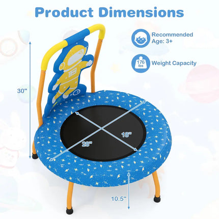 Mini Trampoline for Toddlers with Foam Padded Handle and Safety Padded Cover-Blue - Blue - Trampolines