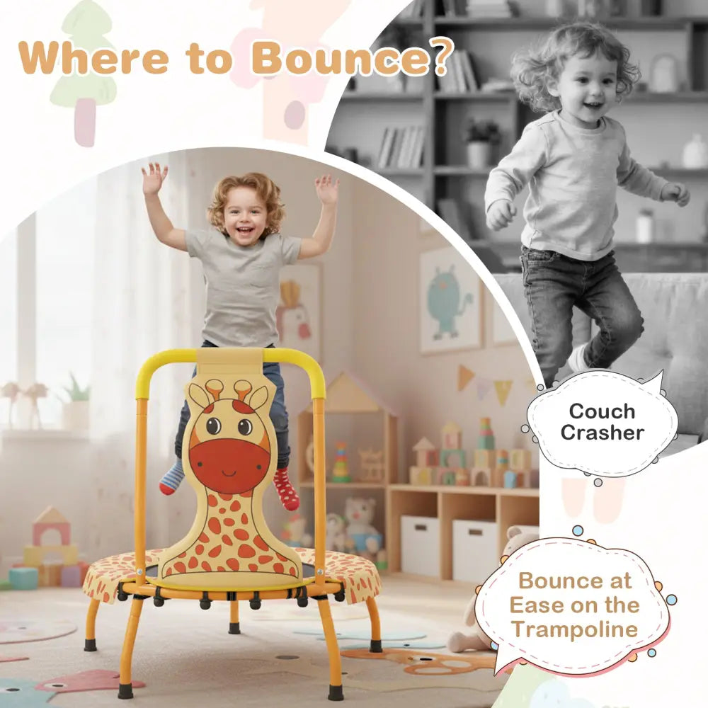 Mini Trampoline for Toddlers with Foam Padded Handle and Safety Padded Cover-Orange - Orange - Trampolines