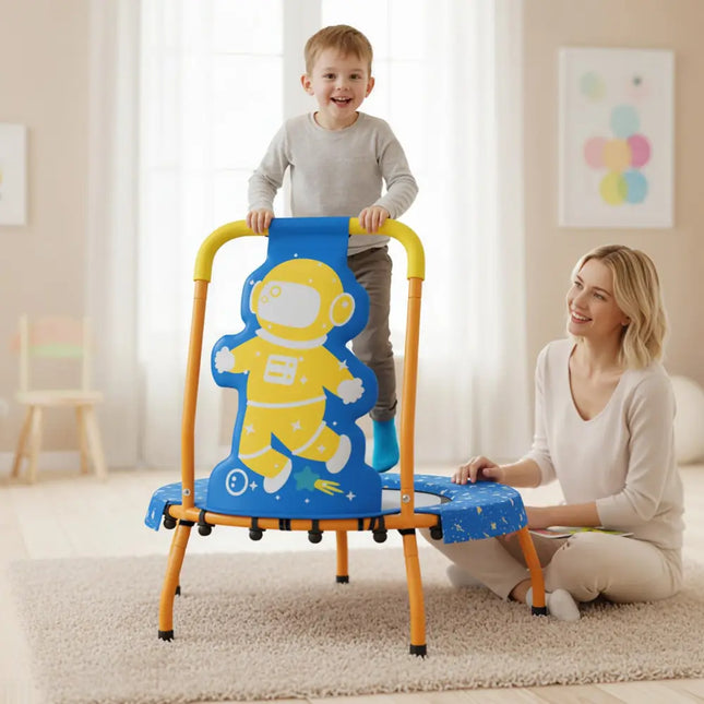 Mini Trampoline for Toddlers with Foam Padded Handle and Safety Padded Cover-Blue - Blue - Trampolines