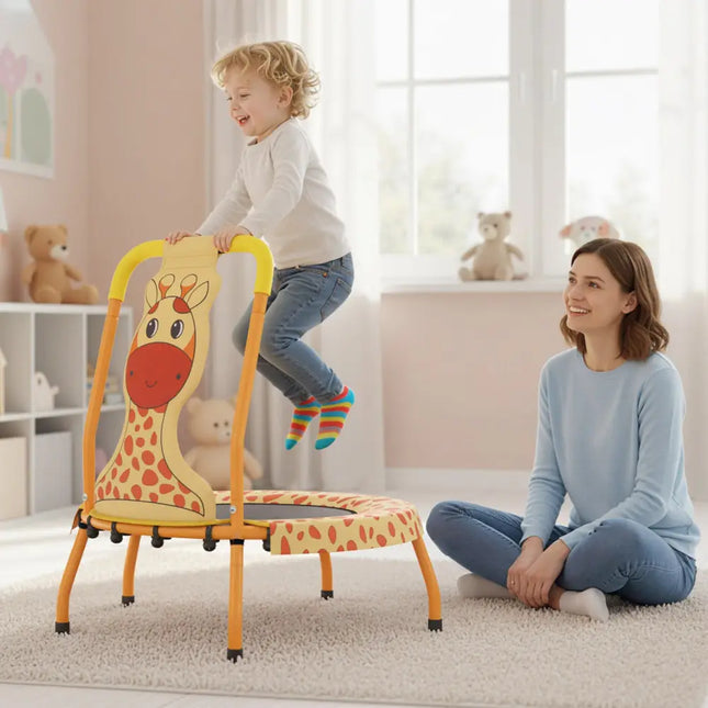 Mini Trampoline for Toddlers with Foam Padded Handle and Safety Padded Cover-Orange - Orange - Trampolines