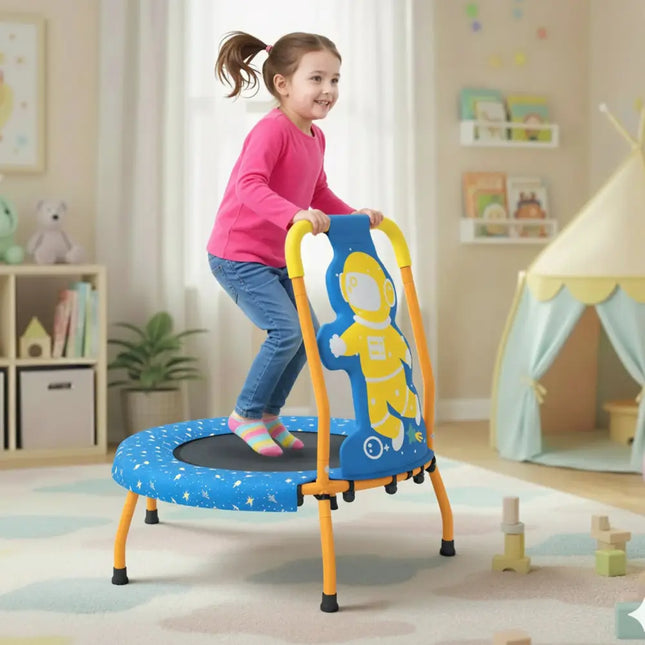 Mini Trampoline for Toddlers with Foam Padded Handle and Safety Padded Cover-Blue - Blue - Trampolines