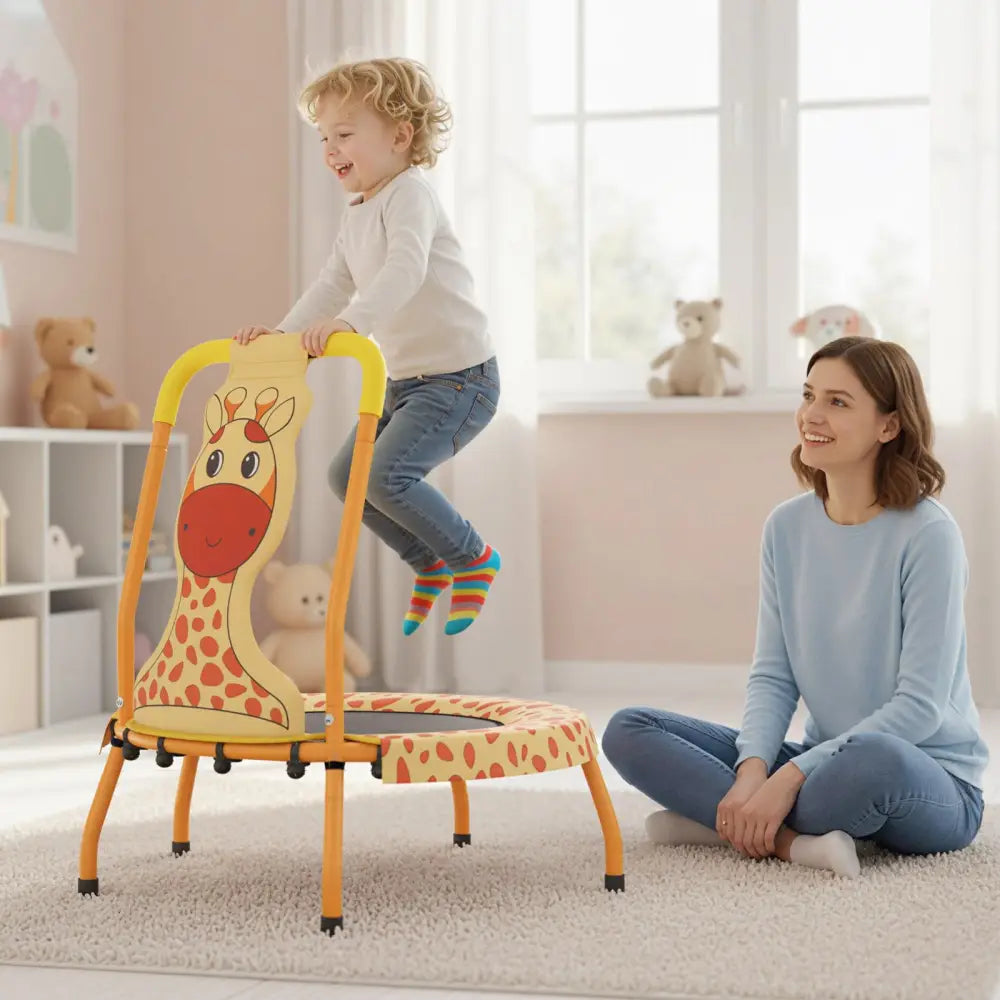 Mini Trampoline for Toddlers with Foam Padded Handle and Safety Padded Cover-Orange - Orange - Trampolines