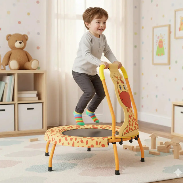 Mini Trampoline for Toddlers with Foam Padded Handle and Safety Padded Cover-Orange - Orange - Trampolines