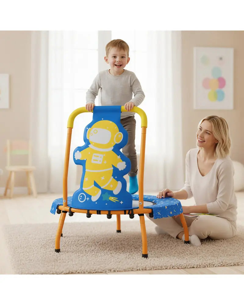 Mini Trampoline for Toddlers with Foam Padded Handle and Safety Padded Cover-Blue - Blue - Trampolines