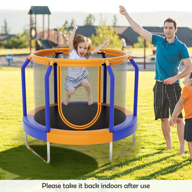 Mini Trampoline with Enclosure and Heavy-duty Metal Frame-Orange - Orange - Trampolines