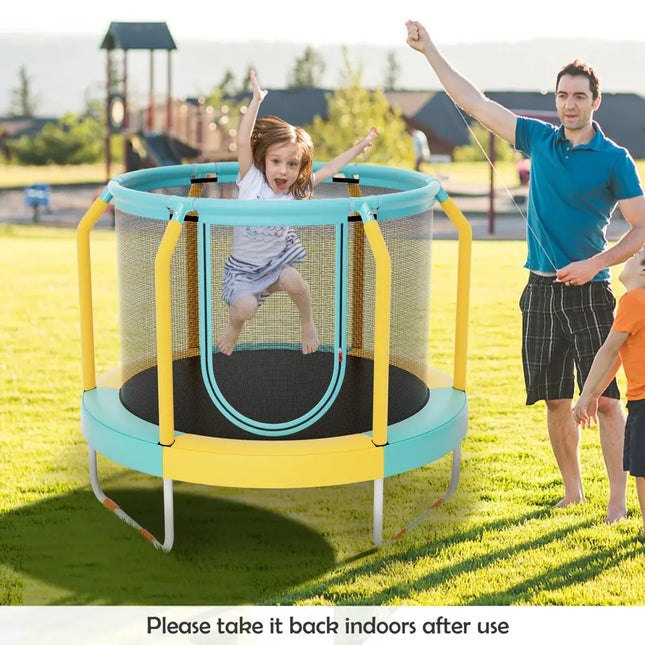 Mini Trampoline with Enclosure and Heavy-duty Metal Frame-Yellow - Yellow - Trampolines