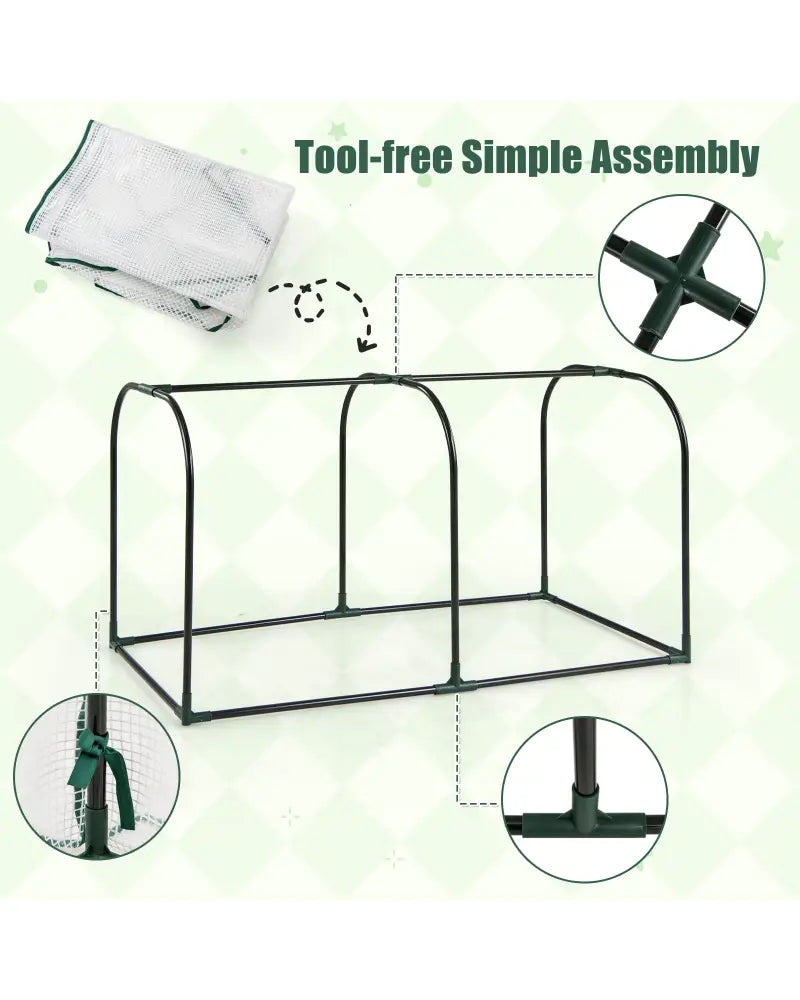 Mini Tunnel Greenhouse with Roll-up Zipper Door-Green - Green - Greenhouses