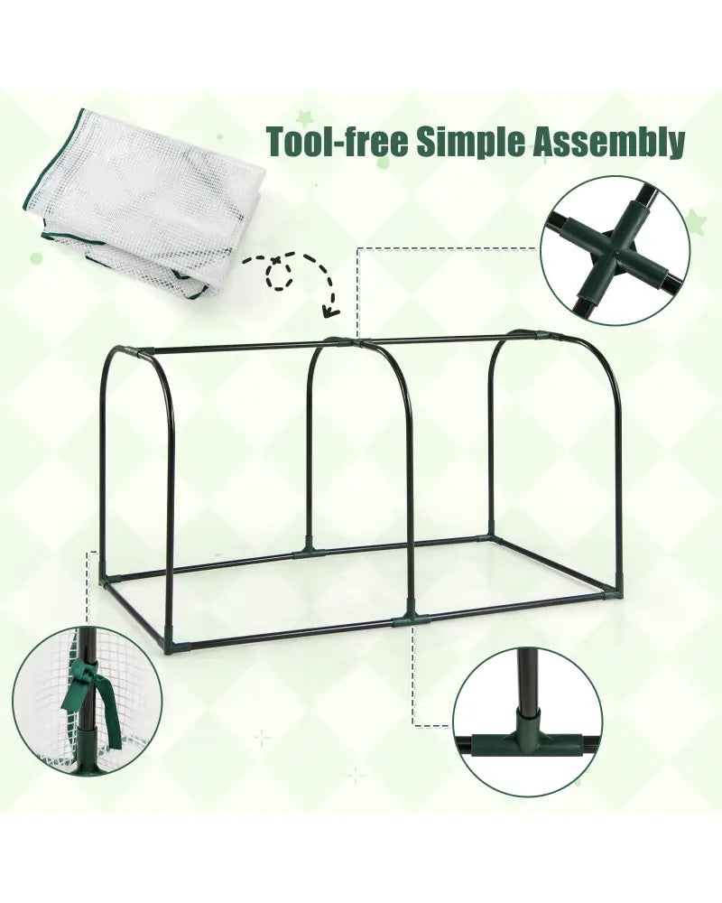 Mini Tunnel Greenhouse with Roll-up Zipper Door-White - White - Greenhouses