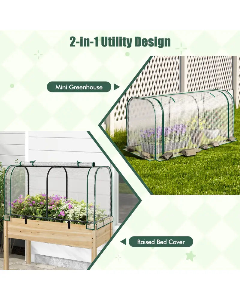 Mini Tunnel Greenhouse with Roll-up Zipper Door-White - White - Greenhouses